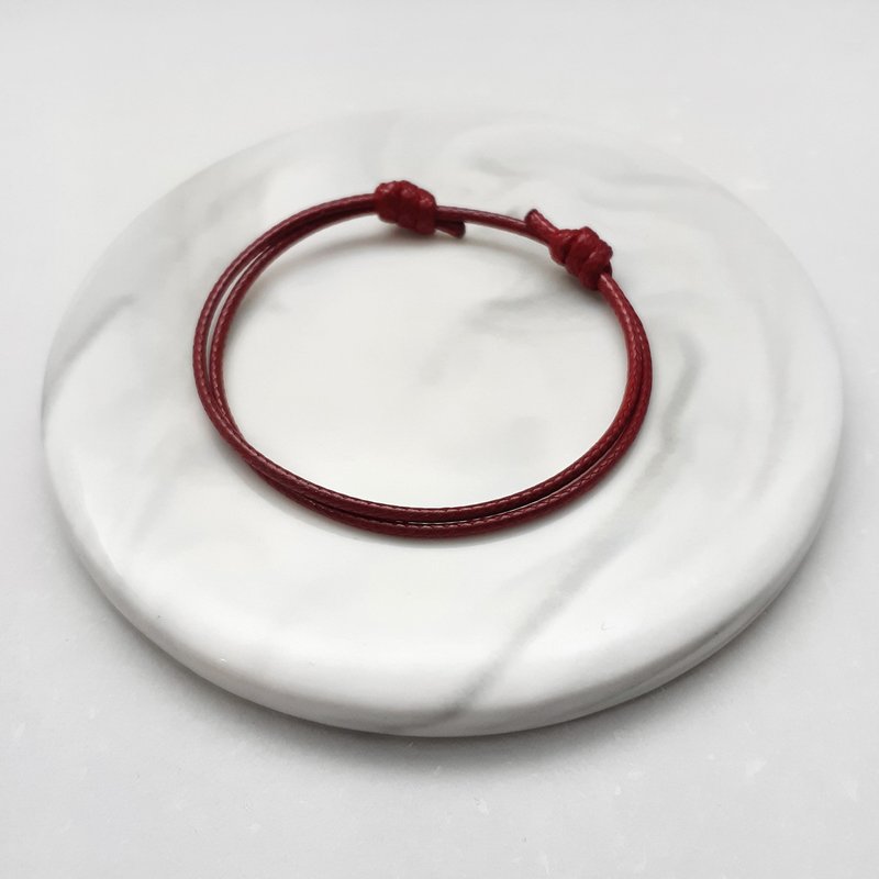 蜡线手环 极简款 纯蜡线无饰品 素色简约 蜡绳 粗绳 - 手链/手环 - 其他材质 红色