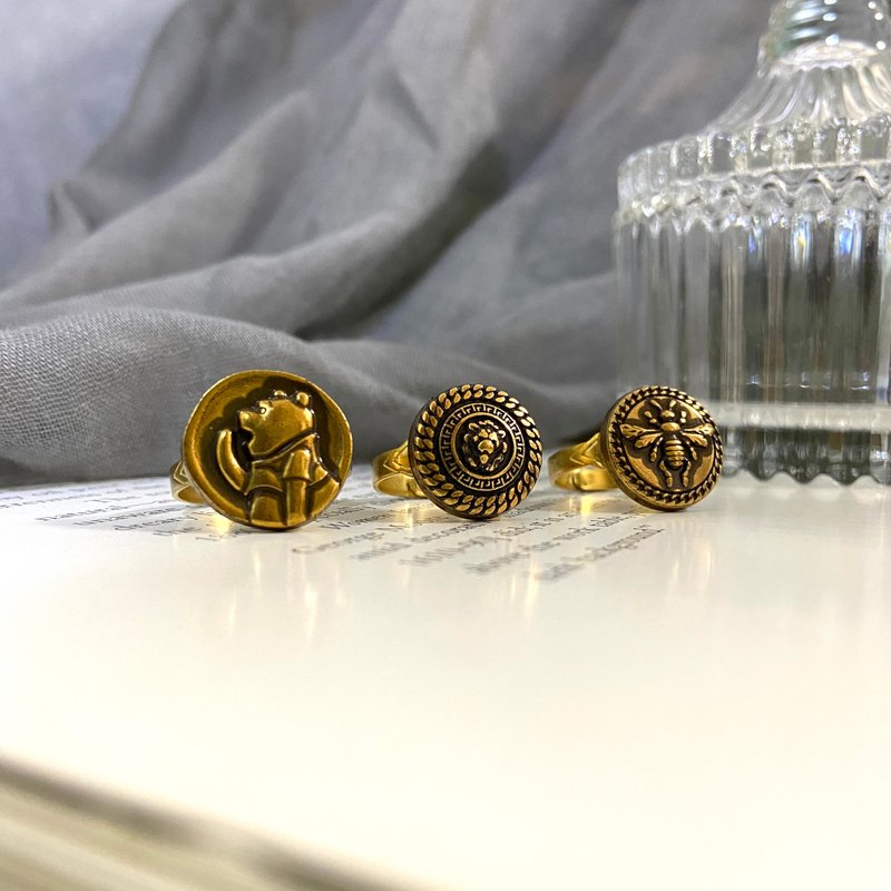 黄铜 钮扣戒指 - 戒指 - 铜/黄铜 咖啡色