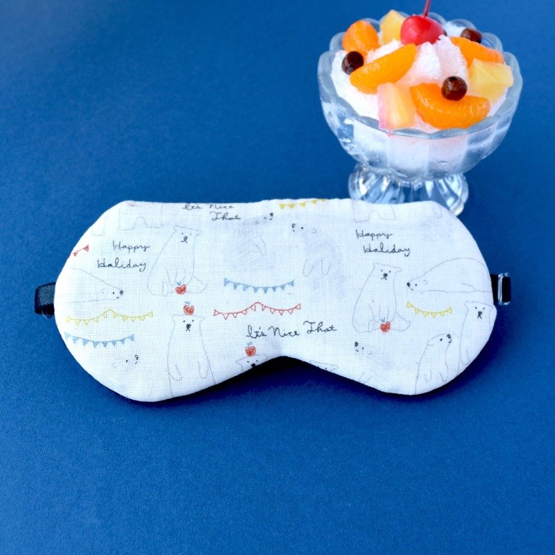 白熊　白色/旅游/睡眠/北极熊 - 眼罩 - 棉．麻 白色