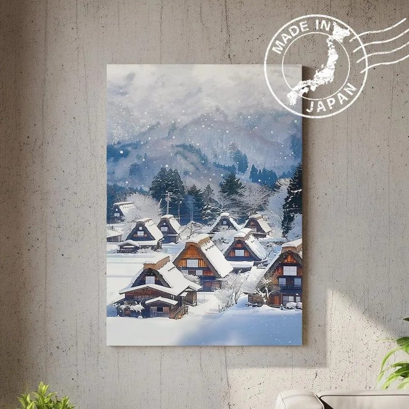 日本制帆布画・白川乡、岐阜・日本风景・送礼、摆设、装饰 - 墙贴/壁贴 - 棉．麻 