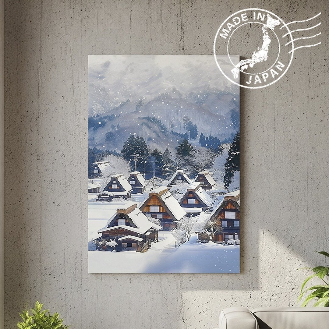日本制帆布画・白川乡、岐阜・日本风景・送礼、摆设、装饰 - 墙贴/壁贴 - 棉 