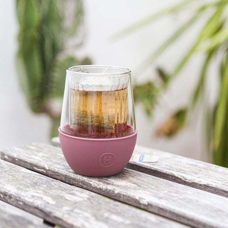 美国HYDY双层玻璃蛋型杯 | 干燥玫瑰-经典直条纹 240ml - 保温瓶/保温杯 - 玻璃 透明