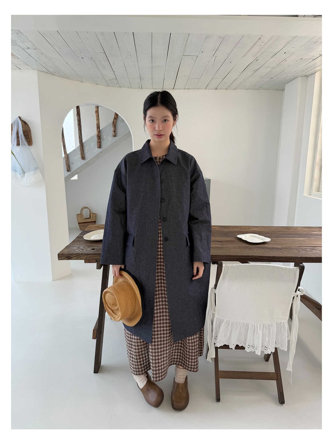 牛仔色棉麻春季宽松风衣 - 女装西装外套/风衣 - 棉 多色