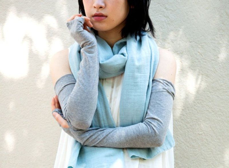 Awning arm cover / long [organic cotton thin gray knit fabric] - 其他 - 棉 