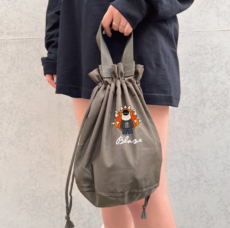 【浪生志】黑潮原创设计款-日式轻量束口包 - 束口袋双肩包 - 聚酯纤维 卡其色