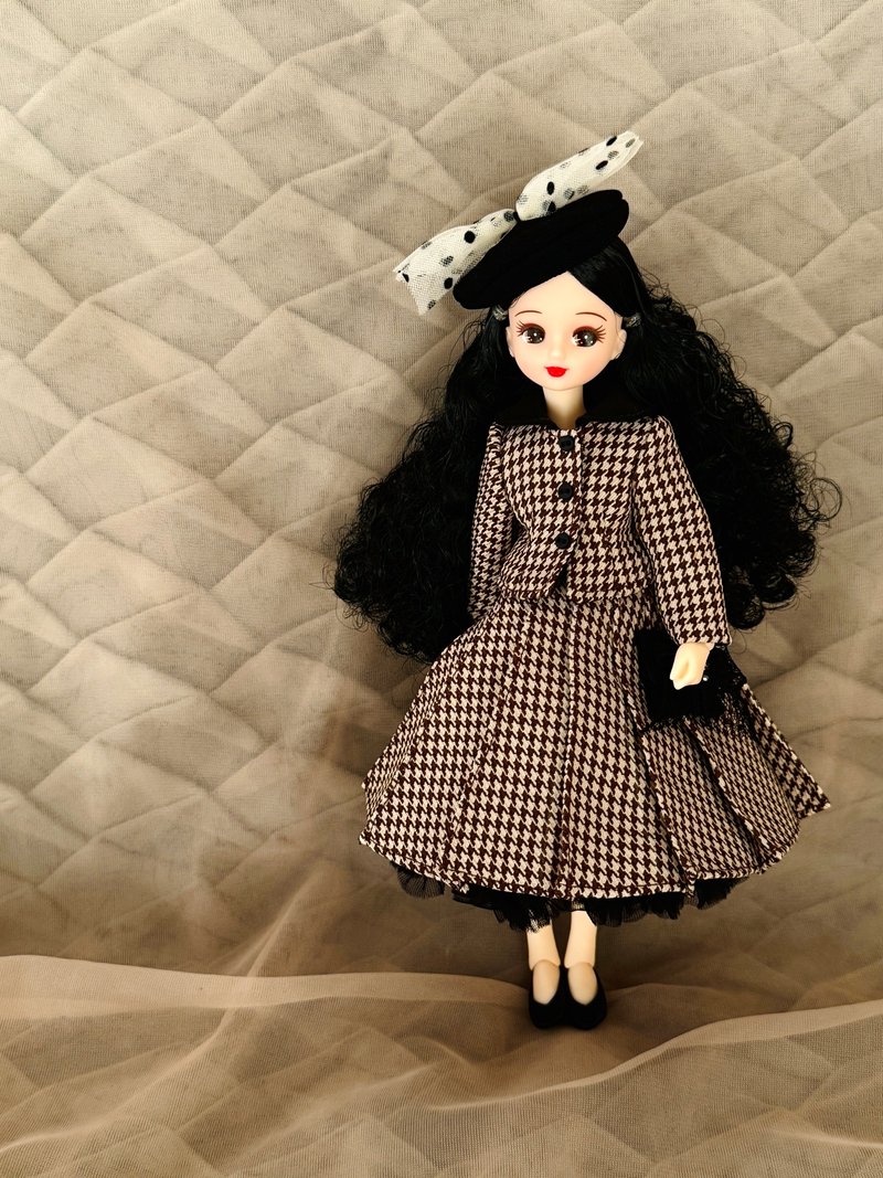 50 年代千鸟格图案夹克裙套装 Licca-chan Blythe - 玩偶/公仔 - 其他材质 多色