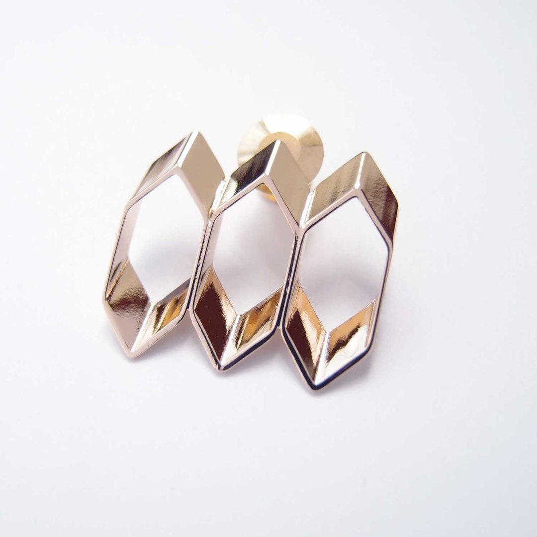 蜂巢形金属胸针 - 胸针 - 其他金属 金色