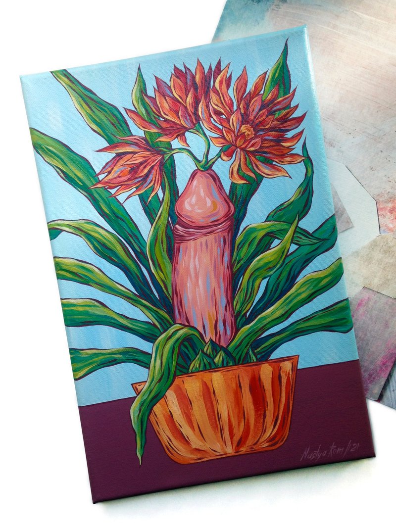 Extraordinary flower. Home flower. Organs painting. Flower poster. - 海报/装饰画/版画 - 其他材质 蓝色