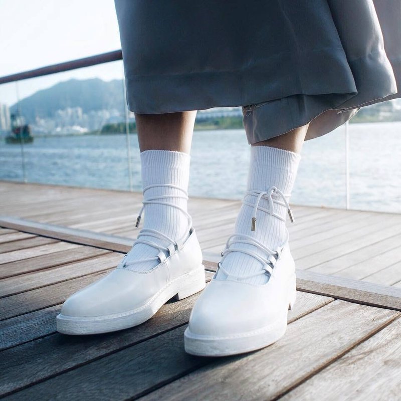 Placebo白色芭蕾舞鞋 - 芭蕾鞋/娃娃鞋 - 真皮 