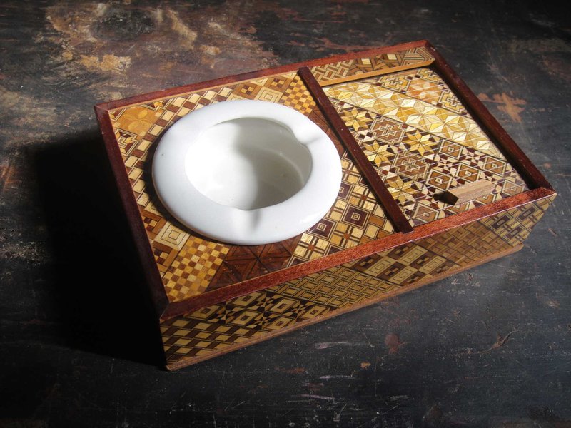 【老时光 OLD-TIME】早期二手日本箱根寄木细工菸灰缸菸盒蛇腹柜 - 其他 - 其他材质 多色