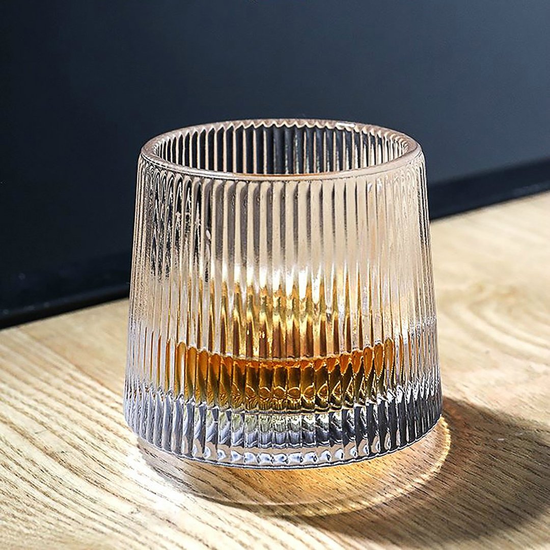 可旋转威士忌酒杯 2 件套老式摇滚酒杯 6.2 盎司水晶旋转品尝酒杯 - 酒杯/酒器 - 玻璃 透明