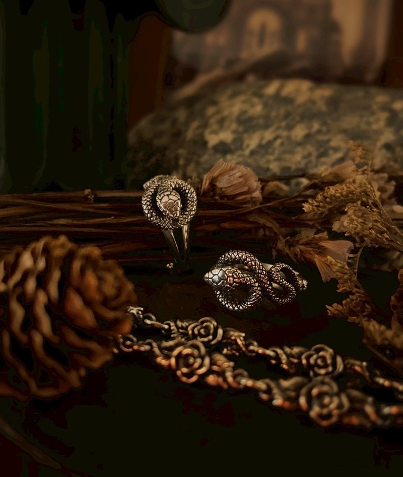 【情人节礼物】雨神蛇/戒指/纯银/蛇 - 戒指 - 纯银 银色