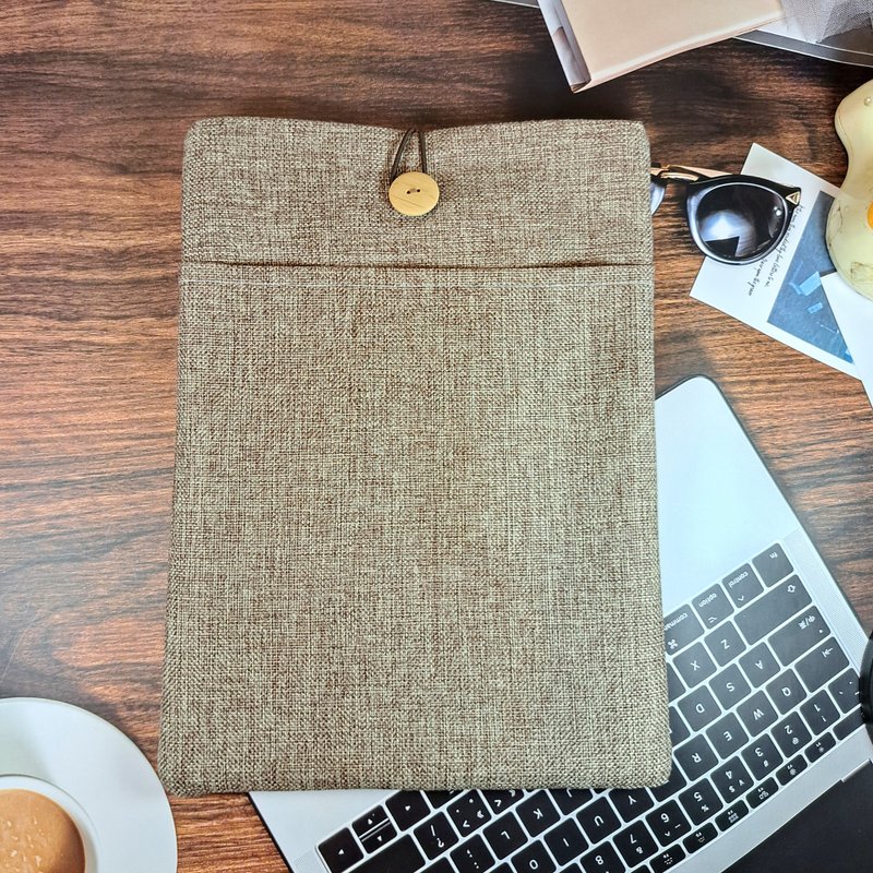 平板电脑,  电脑包 (量身订制) - 清新简约型 (Mac2501-Brown) - 电脑包 - 棉．麻 咖啡色