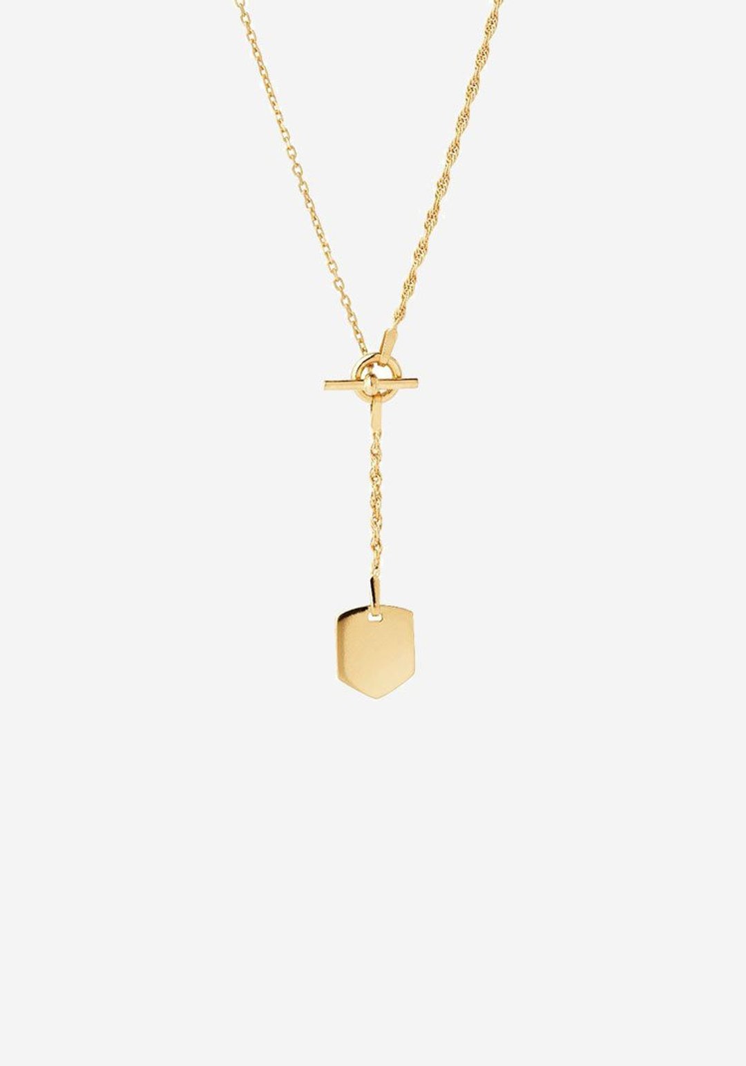 Sample出清 Olivia Y字项链45cm - 项链 - 纯银 金色