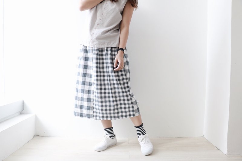 自家制/格格拼/半身裙 - 裙子 - 棉．麻 银色