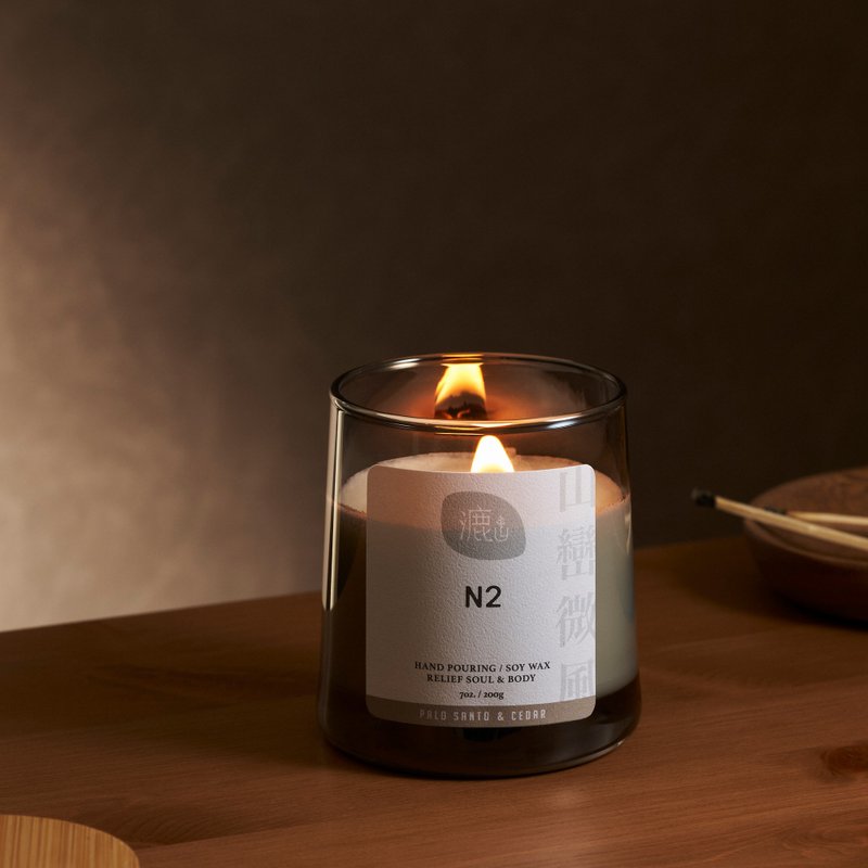 N2山峦微风 秘鲁圣木与雪松  森林木质调 木芯香氛蜡烛 - 蜡烛/烛台 - 蜡 灰色