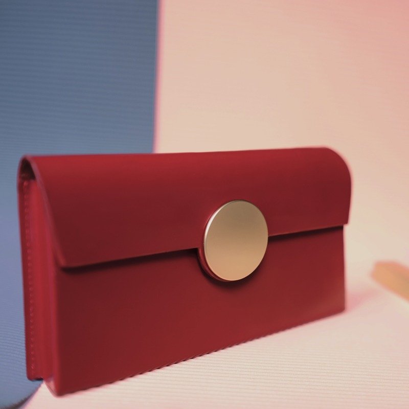 【微瑕疵】TREBLE Z / ECLIPSE 牛皮钱包/手拿包 红色 简约 原创设计 - 皮夹/钱包 - 真皮 红色
