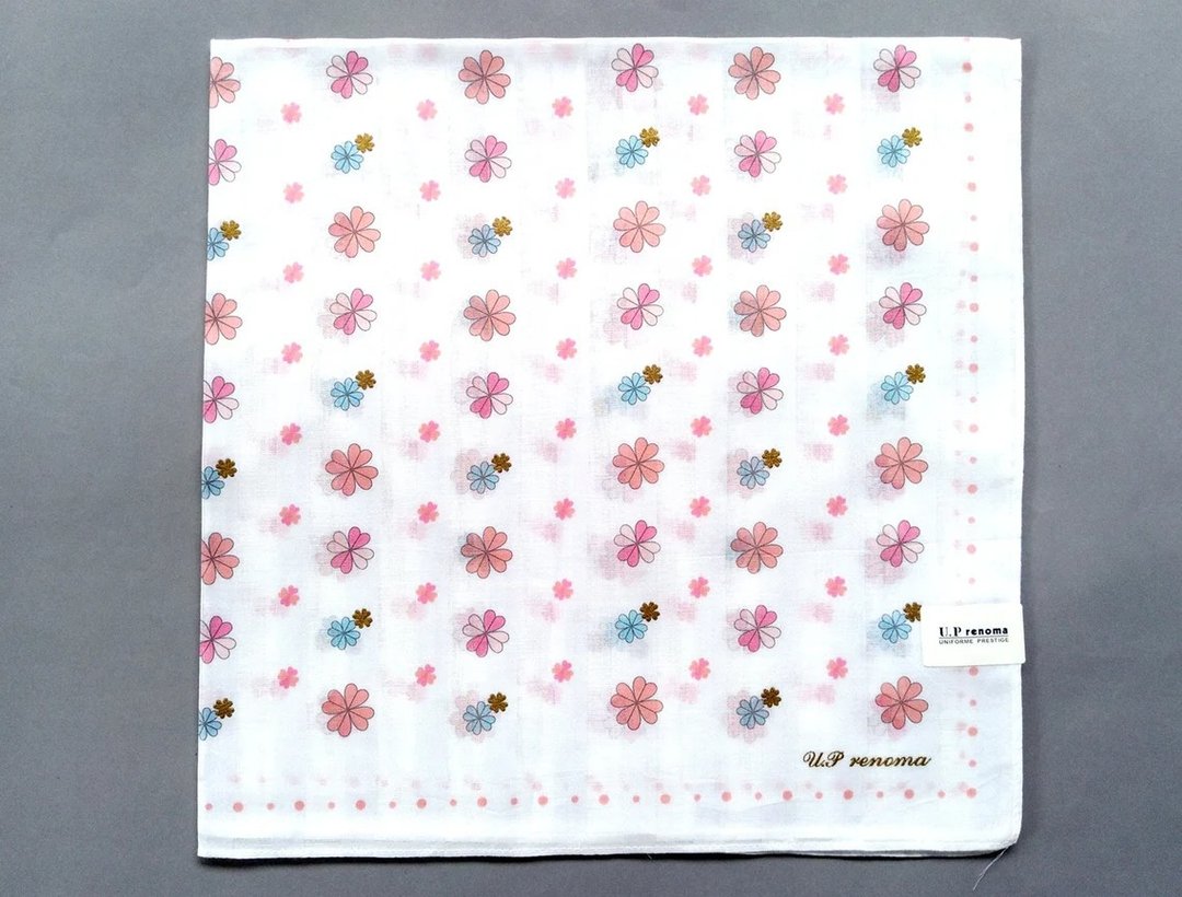 U. P renoma Paris Vintage Handkerchief Women Handkerchief 20.5 x 20.5 inches - 手帕/方巾 - 棉 粉红色