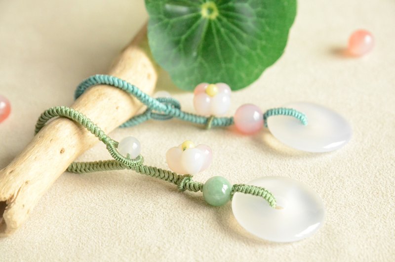 【安芳】天然玉髓平安扣非红冰红花朵挂饰 - 吊饰 - 半宝石 