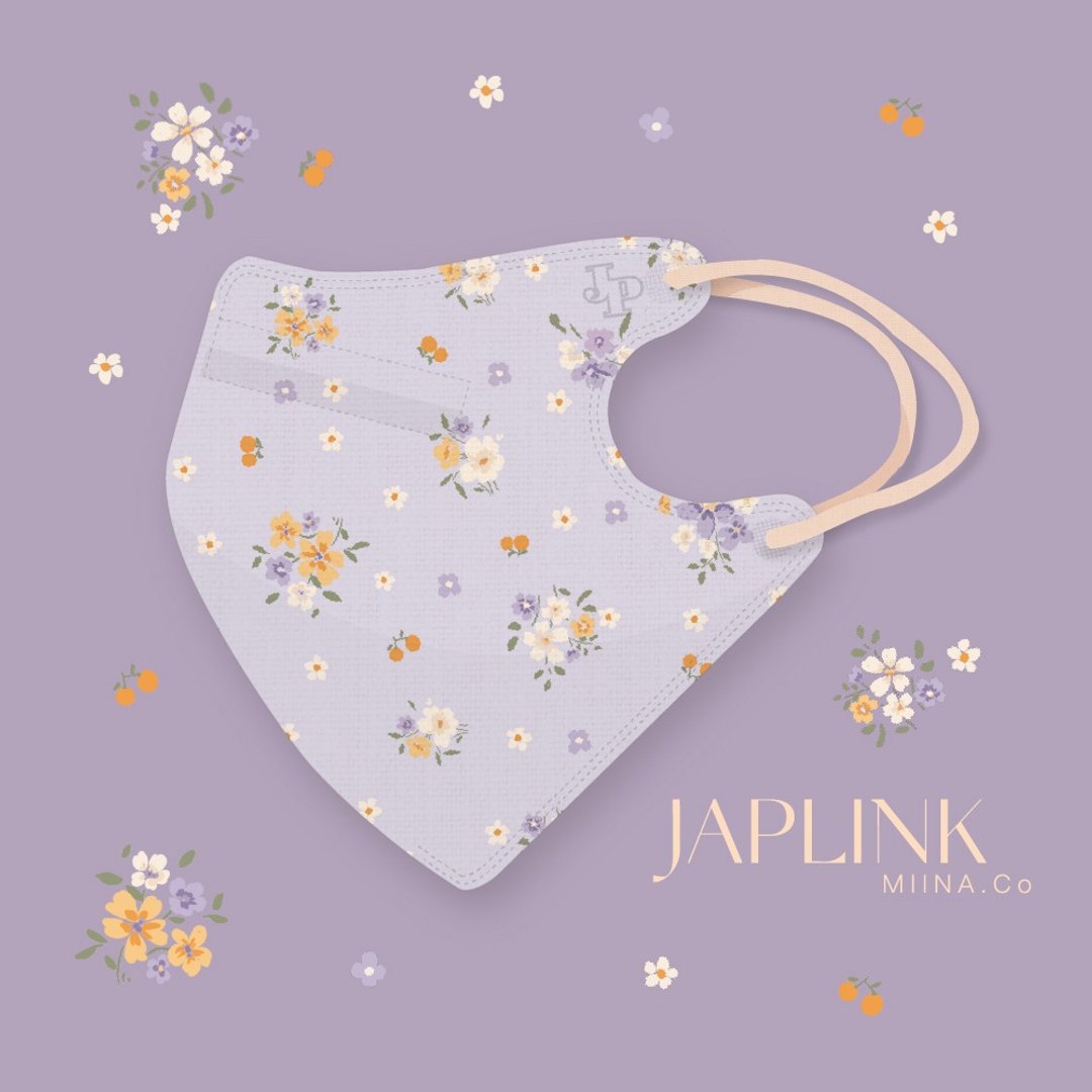 【标准】JAPLINK HEPA 高科技水驻极 立体医疗口罩- 紫橙乡村 - 口罩 - 聚酯纤维 紫色
