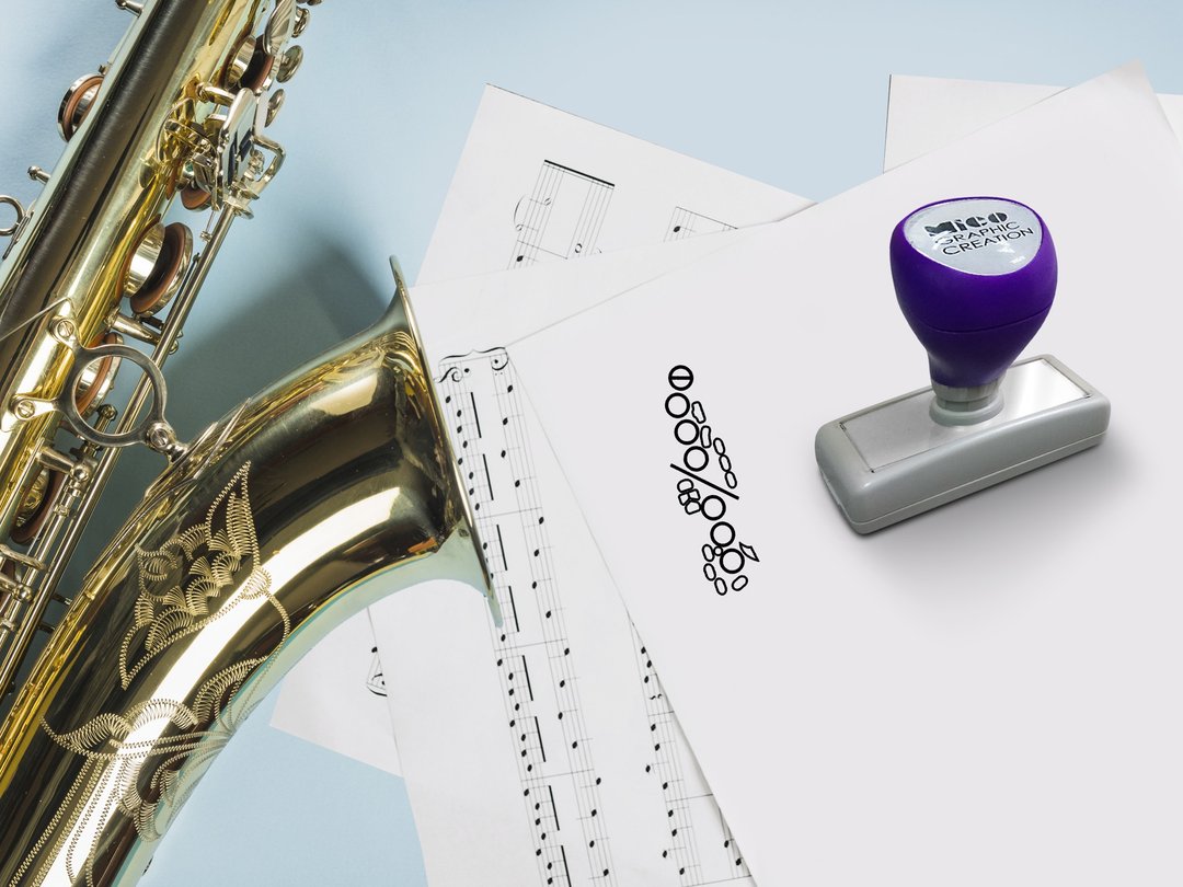 音乐印章 萨克斯风 Saxophone 原子印、指法、乐理, 教学印 - 印章/印台 - 塑料 黑色