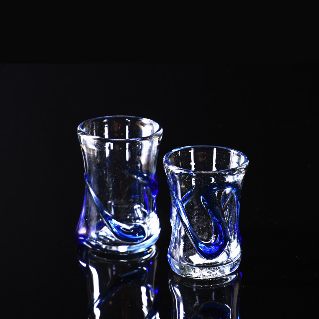 Ryukyu Glass Clear Shot Glasses Set of 2 Pair Glasses Made in Okinawa_Japan - 玻璃杯 - 玻璃 