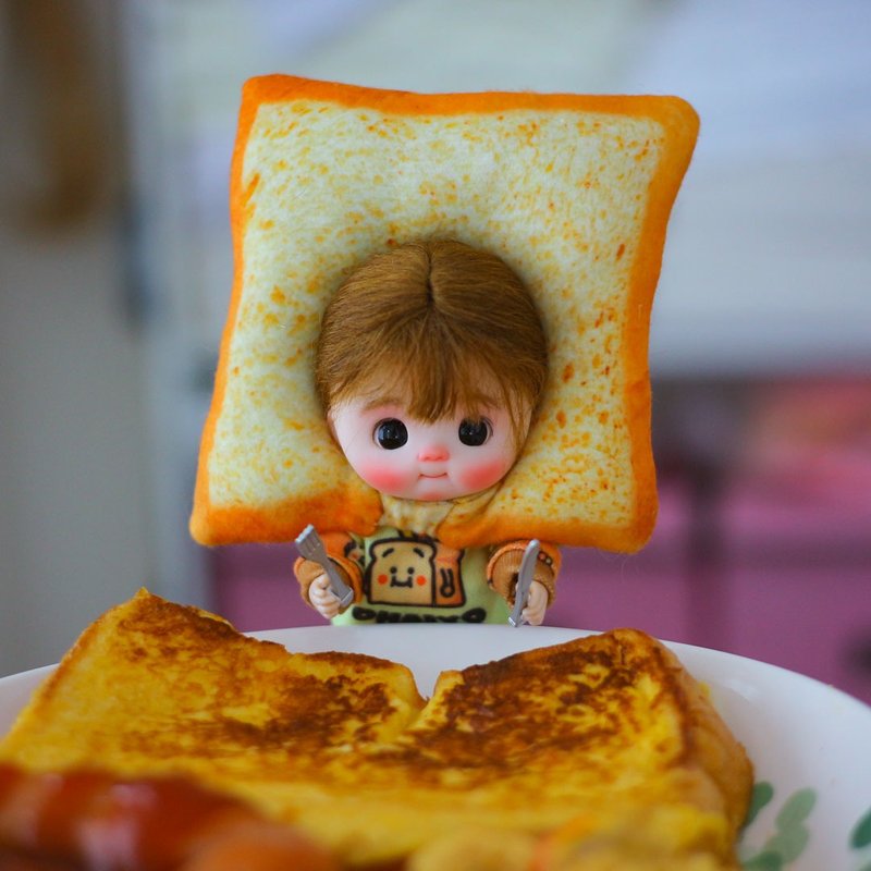 Obitsu11 玩偶套装、迷你点点、黏土人面包娃娃帽，头围5-6英寸 - 玩偶/公仔 - 其他材质 橘色