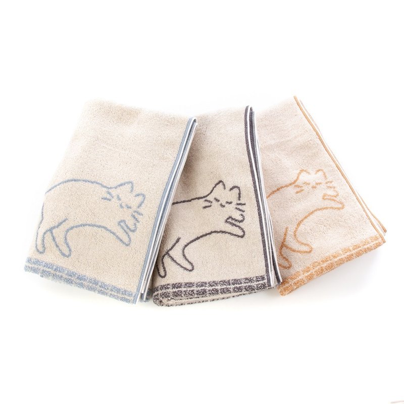 【沉睡的猫】今治浴巾|亲肤吸水|手绘风格|温柔疗愈|日本制 - 毛巾浴巾 - 棉．麻 多色