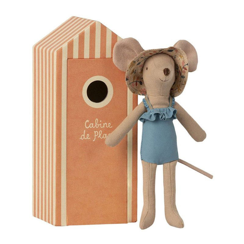 海滩妈妈小鼠 - 玩偶/公仔 - 棉．麻 蓝色