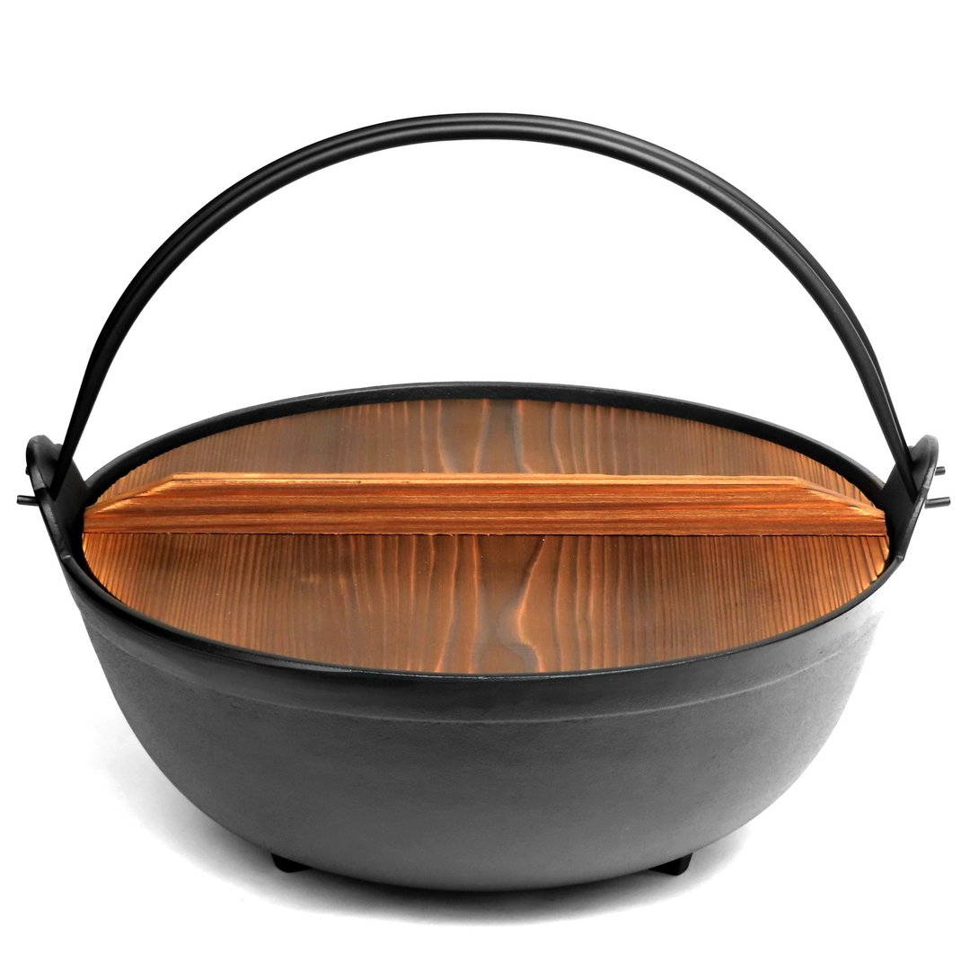 岩铸 南部铁器 深型铁锅36cm 附木盖 日本制 - 锅具/烤盘 - 其他金属 黑色