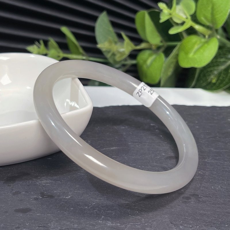 和田玉藕粉手镯59MM 老料细圆条玉手环 附证书 温润油亮 醇厚灵秀 - 手链/手环 - 玉石 