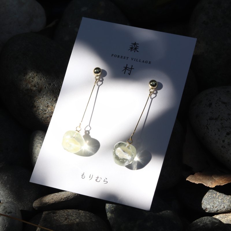 金苹果 | 琉璃苹果糖 | 925纯银耳针 | 蚊盘耳夹 - 耳环/耳夹 - 其他材质 黄色