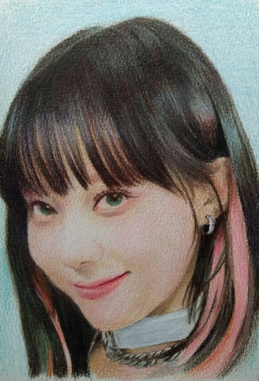 色铅笔画 / 人像画 / 女性头部 / 含框 - 订制画像 - 纸 