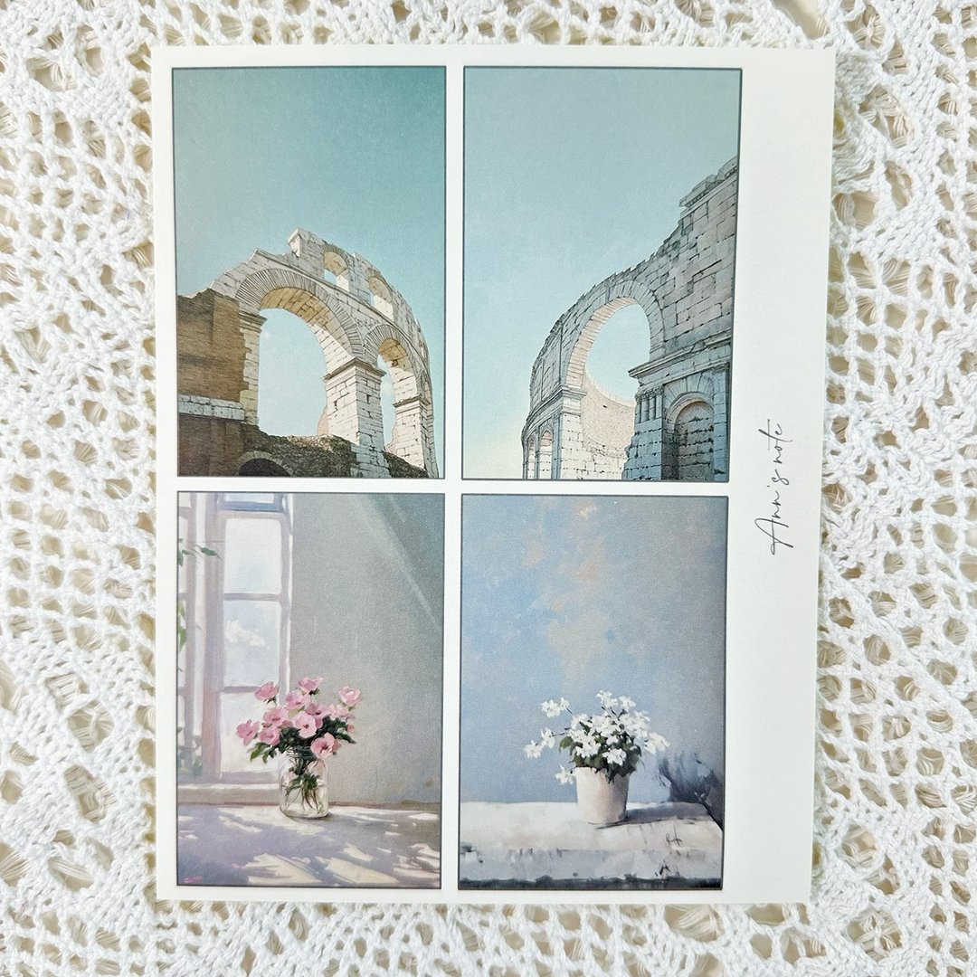 罗马古墙 / 油画风景 情感贴纸 (anns note) vintage - 贴纸 - 纸 蓝色