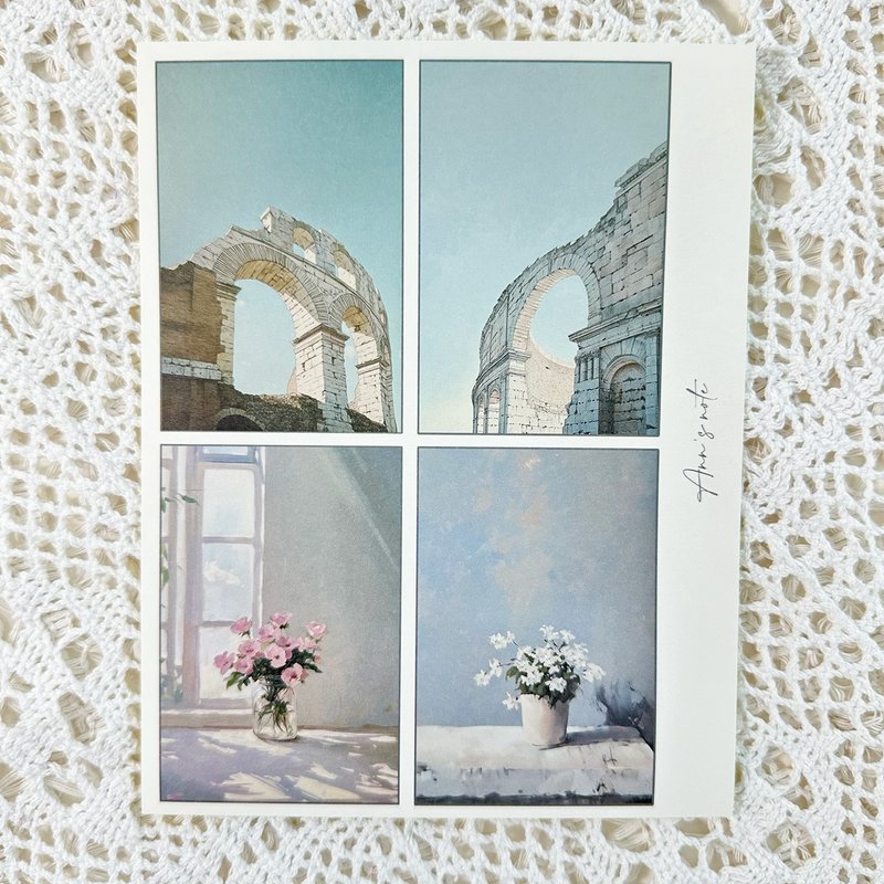 罗马古墙 / 油画风景 情感贴纸 (anns note) vintage - 贴纸 - 纸 蓝色