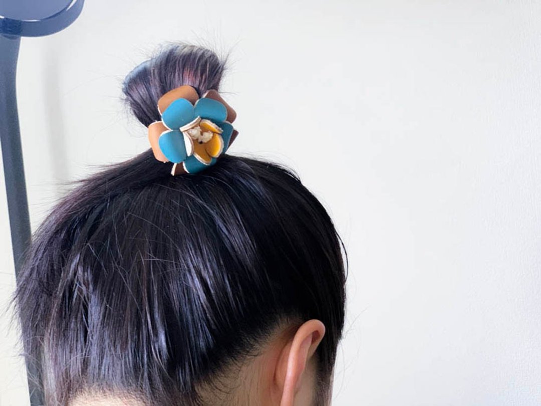 FLORAL Casual pop that adults can enjoy Floral cubic hair rubber Corsage also FCH-BTC - 发饰 - 真皮 蓝色