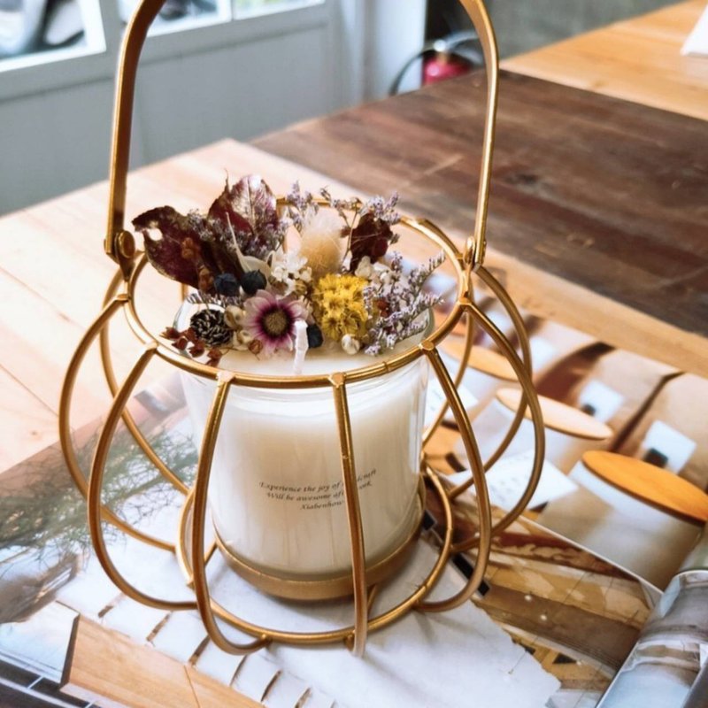 【台中场】下班随手作 | 南瓜铁艺干燥花蜡烛 - 植栽 - 蜡 