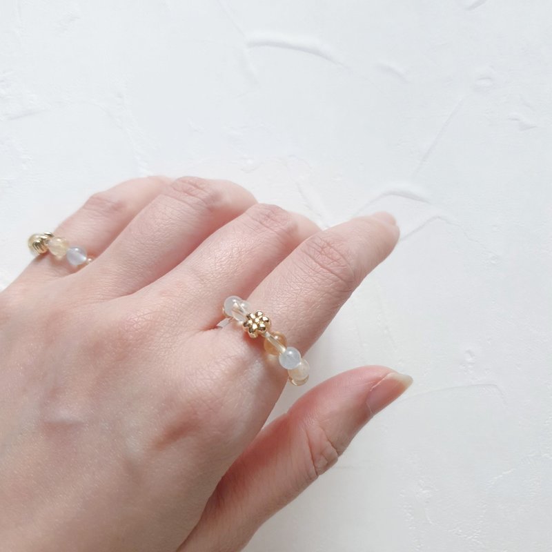 春日暖阳 天然晶石食指戒(7A黄水晶.海蓝宝.黄水晶)招财.乐观自信 - 戒指 - 水晶 黄色