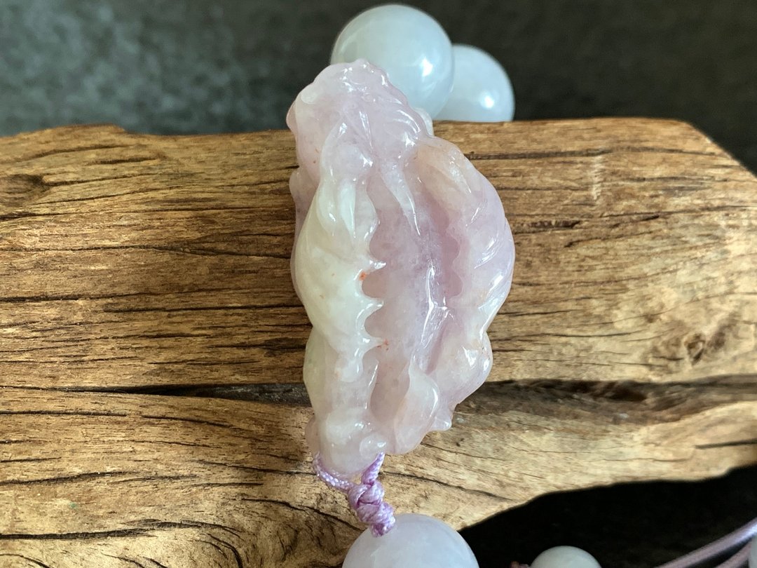 快速出货免费开光天然缅甸玉翡翠招财貔貅手链 手工紫罗兰 - 手链/手环 - 玉石 多色