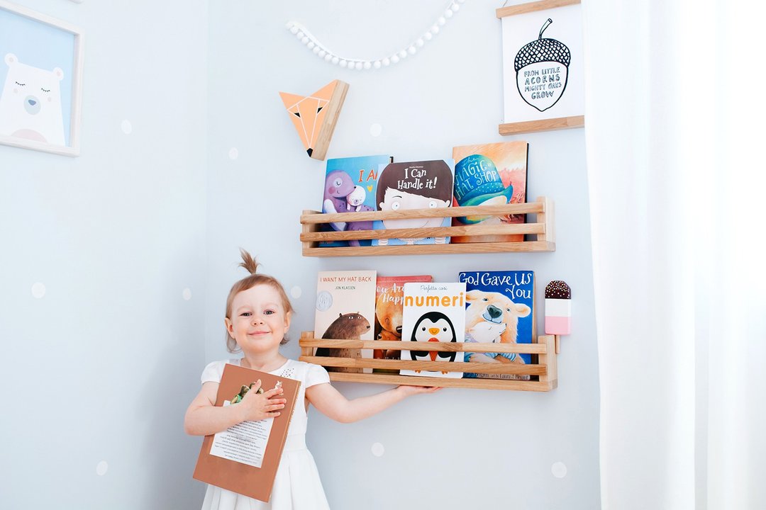 Set of 2 Montessori Shelf from Natural Wood for Nursery or classroom, Book Shelf - 儿童家具 - 木头 