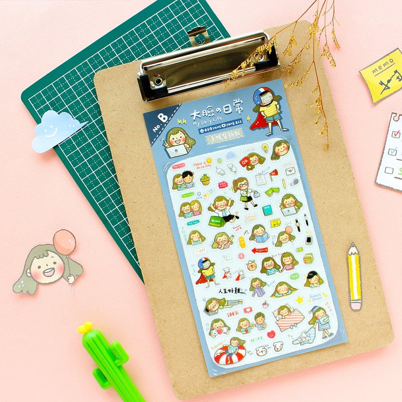 三莹x央羊痒YANG联名商品 / 透明装饰贴纸 - 大脸的日常 - 贴纸 - 塑料 透明