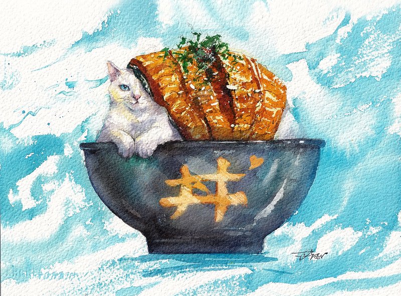 水彩原画【猫猫鳗鱼井】 - 墙贴/壁贴 - 纸 多色