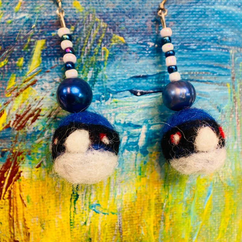 羊毛毡 小鸟 耳环 - 耳环/耳夹 - 羊毛 