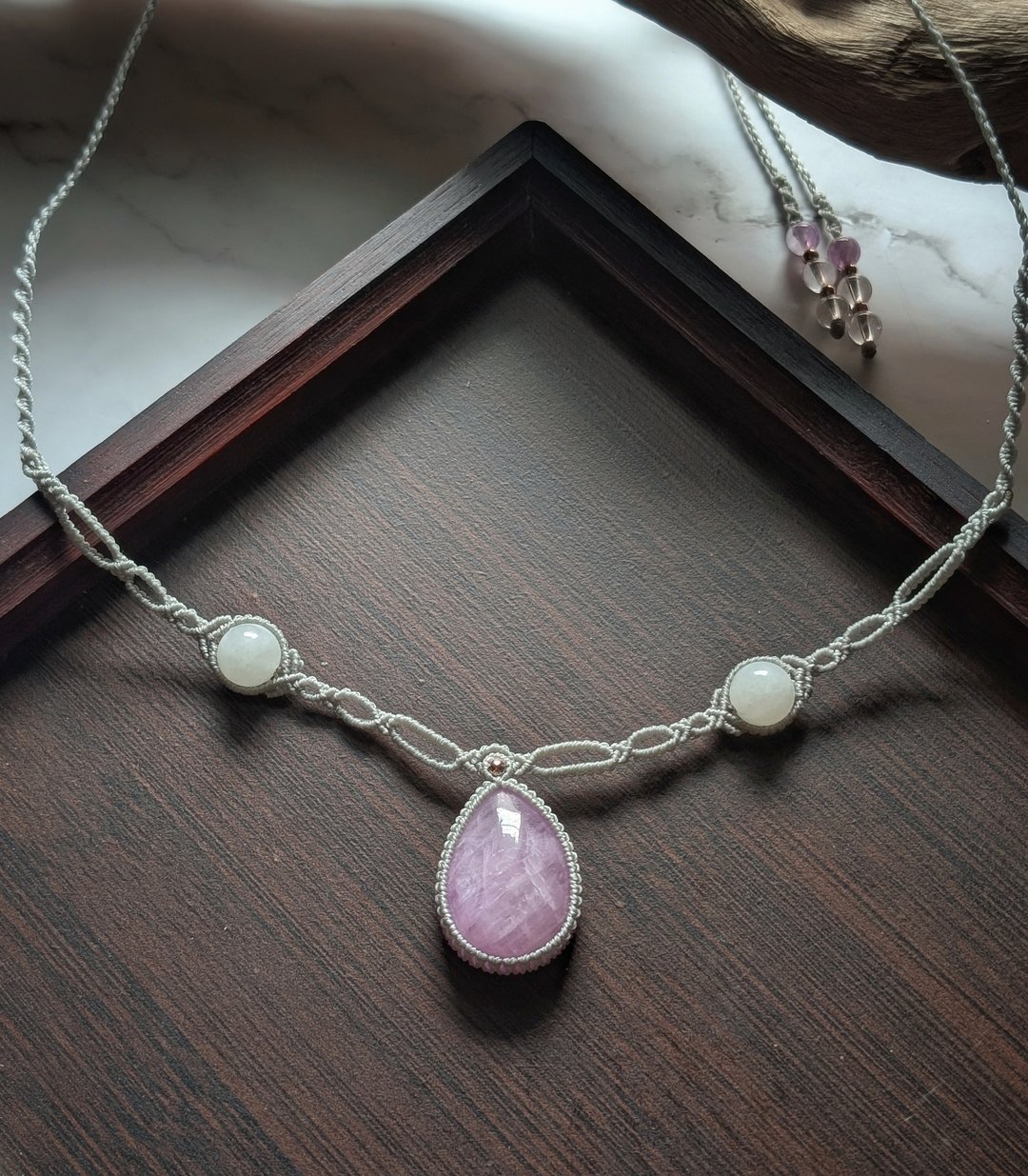 紫锂辉编织颈链│锁骨链│Chocker - 项链 - 水晶 紫色