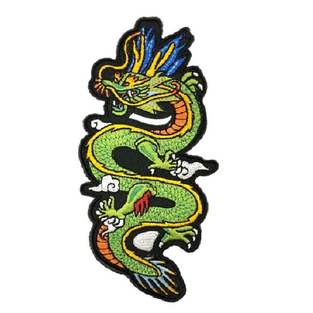 中华 神龙 中国 电绣刺绣背胶补丁 袖标 布标 布贴 补丁 贴布 - 徽章/别针 - 绣线 多色