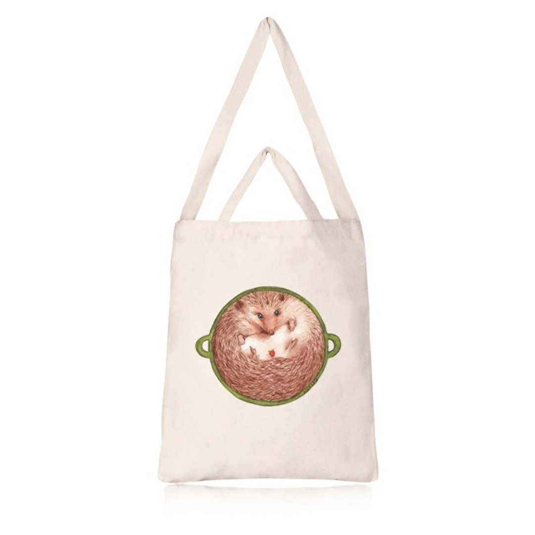 【定制化礼物】刺猬花花 直式帆布包 - 侧背包/斜挎包 - 棉 