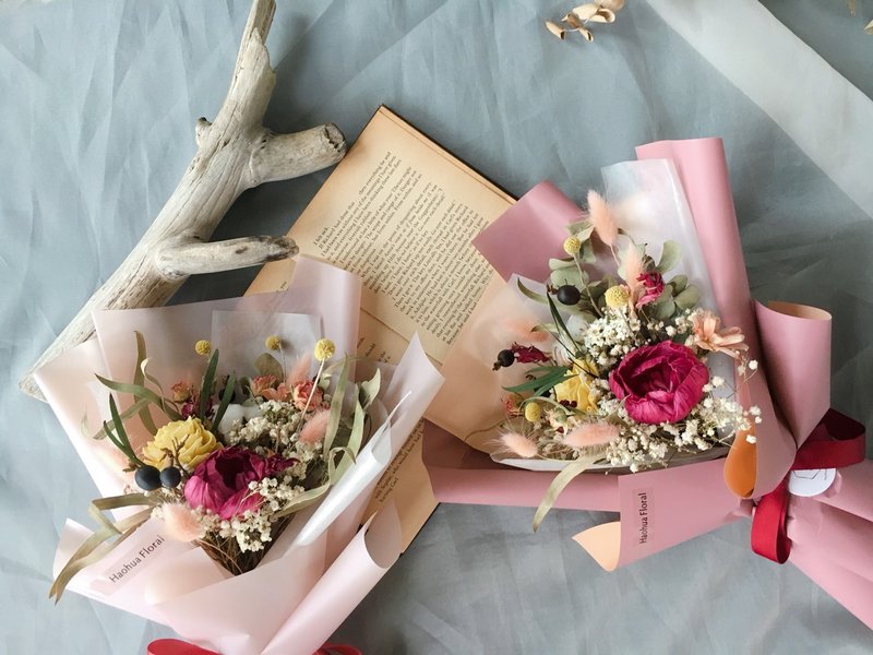 【好花】 干燥花束 热情红牡丹 情人节花束毕业花束母亲节花束(L) - 干燥花/捧花 - 植物．花 粉红色