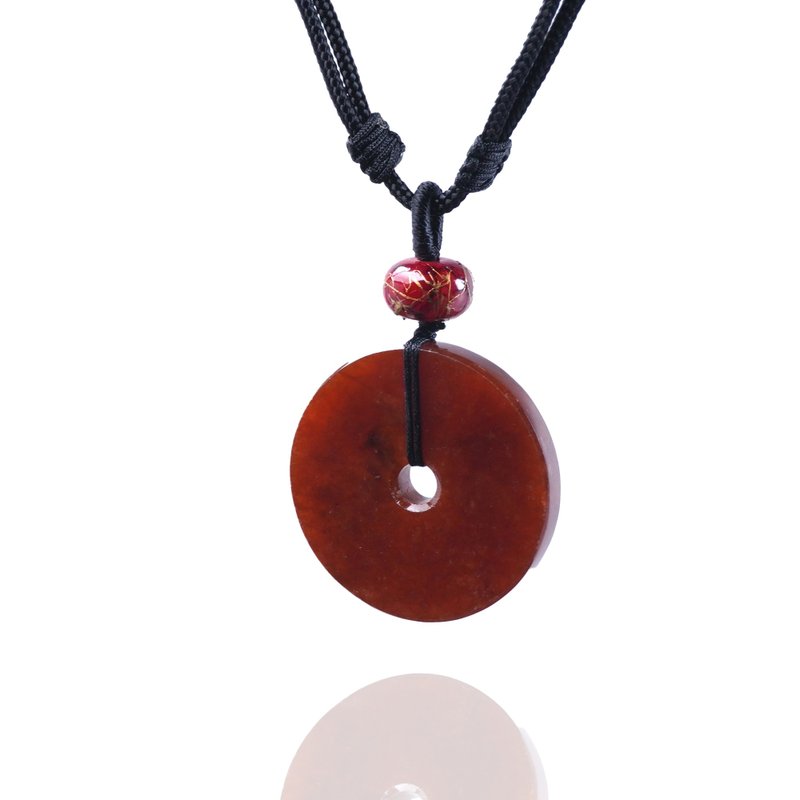 【愿·平安】冰红翡翡翠平安扣项链 | 天然缅甸玉翡翠A货 | 送礼 - 项链 - 玉石 红色