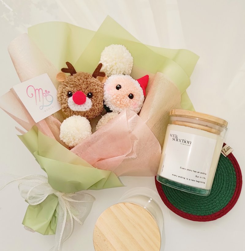 圣诞花束 - 小精灵与他的麋鹿好朋友 - 干燥花/捧花 - 羊毛 黄色