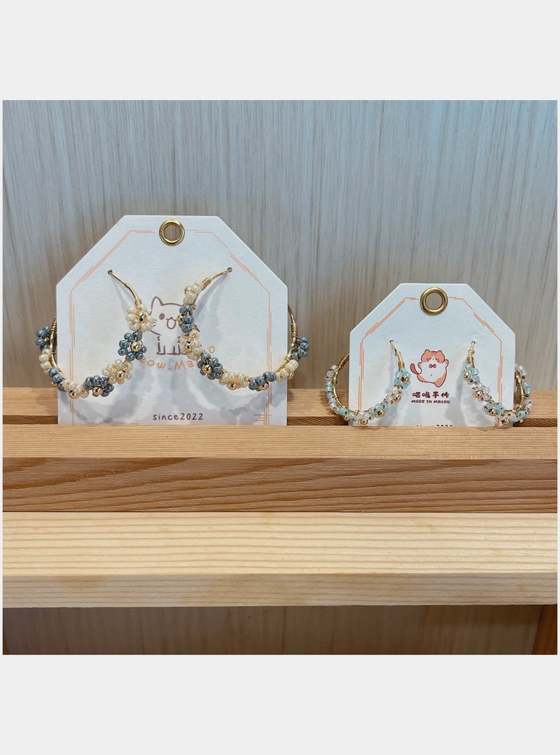 圈圈花花耳环大小可订制 - 耳环/耳夹 - 玻璃 银色